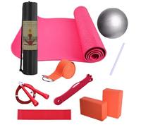 Yoga Pilates Stick para el hogar, kit de pilates con banda de resistencia, tapete de ejercicio con bloques de yoga, equipo de fitness para mujeres y hombres, incluye banda de resistencia de látex