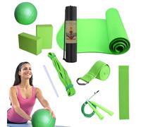 Yoga Pilates Stick para el hogar, kit de pilates con banda de resistencia, tapete de ejercicio con bloques de yoga, equipo de fitness para mujeres y hombres, incluye banda de resistencia de látex