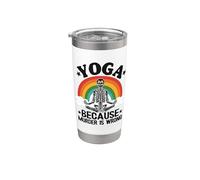 Yoga porque el asesinato es incorrecto Esqueleto arco iris haciendo yoga Vaso térmico de acero inoxidable de doble pared