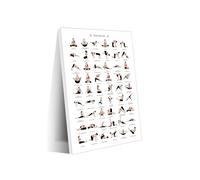 Yoga Pose Chart Canvas Print Chair Yoga Exercises for Daily Practice Stretching Guide Strength Training Wall-Art Decor