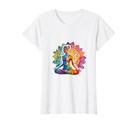 Yoga Pose meditación práctica OM Flor de Loto Namaste Color Camiseta gráfica económica, Mujer, Blanco, S