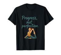 Yoga Progress Not Perfection Teal Gold Inspirador Novedad Camiseta