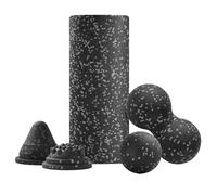 Yoga Roller, Gym Roller, Foam Fitness Wheel, High-Density Non-Slip Texture, Deep Tissue Muscle Relief, Home Travel Pilates Use, 14.5x6x6 Inches, Black Gray Color, 1 Set
