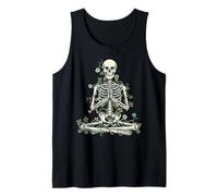 Yoga Skeleton Meditating Floral Vintage Halloween Camiseta sin Mangas