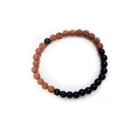Yoga Studio Pulsera Rudraksha con estrella negra, pulsera de vitalidad con cuentas Rudraksha de 5 mm, cuentas de estrella negra de 5 mm, cordón elástico transparente, Piedra