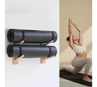Yoga Studio Workout Room Yoga Mat Holder Wall Mount, Estante De Madera De 2-9 Capas para Guardar Esterillas De Yoga, Estante Flotante Grande para Rodillo De Espuma