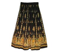 Yoga Trendz Falda larga india con lentejuelas arrugadas para mujer (3 piezas), Negro -, Talla Única