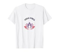 Yoga Vibes: Logotipo de meditación de Loto Zen para el Bienestar Camiseta, Hombre, Blanco, XL