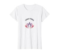 Yoga Vibes: Logotipo de meditación de Loto Zen para el Bienestar Camiseta, Mujer, Blanco, XS