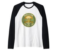 Yoga Vida Mente Cuerpo Alma Vintage Retro Regalo para Yogis Camiseta Manga Raglan