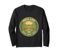 Yoga Vida Mente Cuerpo Alma Vintage Retro Regalo para Yogis Manga Larga