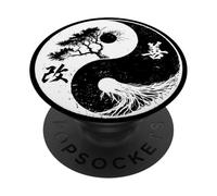 Yoga Yin Yang Bonsái Árbol De La Vida Kaizen Japonés Kanji Zen PopSockets PopGrip Adhesivo