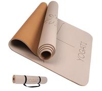 YOGATI Esterilla de yoga con líneas de alineación. Tapetes de yoga con correa de transporte perfecta para pilates y entrenamiento de fitness, esterillas de yoga gruesas antideslizantes ecológicas para