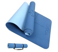 YOGATI Esterilla Yoga Antideslizante con Correa. Esterilla Fitness Ideal para Gym o casa. Esterilla Pilates Gruesa. Esterilla Deporte para Mujeres y Hombres. Yoga Mat. (Azul)