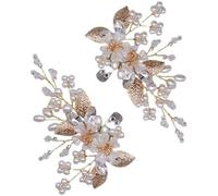 YOGAYE Clips de zapatos con diamantes de imitación y perlas para zapatos de novia y boda, hebillas con abalorios para zapatos de flores de cristal, adornos de decoración para botas de mujer