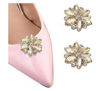 YOGAYE Clips desmontables para zapatos, seis pétalos de flores, diamantes de imitación, decoración de zapatos, fiesta de boda, bolso, accesorios, 2 uds.