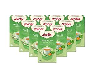 YOGI TEA® 10x Té blanco con aloe vera bio yogi té | Mezcla de té de especias ayurvédicas: con la albahaca DAISY CURRICURIC UVM. | 170 bolsa de té - calidad orgánica | Té de hierbas 10 paquetes