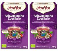 Yogi Tea, Ashwagandha Equilibrio Bio - Infusión ayurvédica de hierbas y frutas - 17 bolsitas (34g) (Paquete de 2)