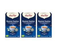 Yogi Tea - Buenos Sueños - Infusión Ayurvédica - Mezcla de Hinojo, Flores de Manzanilla y Raíz de Valeriana - Sin Cafeína - Pack de 3x17 bolsitas (51 en total)