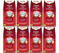 Yogi Tea, Classic Chai, té orgánico de especias y hierbas, sin cafeína, mezcla de canela, cardamomo y jengibre, té suelto, 8 paquetes de 90 g