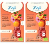 Yogi Tea Cold Brew Fresa y Naranja - Infusión Fría Natural, 15 Bolsitas, Bebida Refrescante Sin Azúcar, Té Helado Saludable (Paquete de 2)