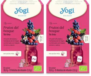 Yogi Tea Cold Brew Frutos del Bosque - Infusión Fría Natural, 15 Bolsitas, Bebida Refrescante Sin Azúcar, Té Helado Saludable (Paquete de 2)