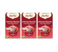 Yogi Tea - Defensas Naturales - Infusión Ayurvédica - Mezcla de Equinácea, Acerola y Bayas de Saúco con Vitamina C - Pack de 3x17 bolsitas (51 en total)