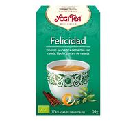 Yogi Tea - Felicidad, Infusión Ayurvédica de Hierbas con Canela, Lúpulo y Cáscara de Naranja - 17 Bolsitas, 34g
