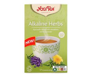 Yogi Tea, Hierbas alcalinas, té de hierbas orgánicas, naturalmente sin cafeína, mezcla de diente de león, ortiga y lavanda, 17 bolsas de té