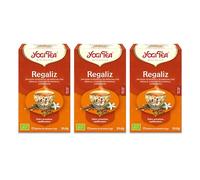 Yogi Tea - Regaliz Bio - Infusión Ayurvédica - Mezcla de Regaliz, Cáscara de Naranja y Cardamomo - Sin Cafeína - Pack de 3x17 bolsitas (51 en total)