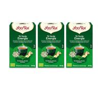 Yogi Tea - Té Verde Energía - Infusión Ayurvédica - Mezcla de Té Verde, Guaraná, Jengibre y Flor de Saúco - Pack de 3x17 bolsitas (51 bolsitas en total)