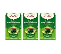 Yogi Tea - Té Verde Jengibre y Limón - Infusión Ayurvédica - Mezcla de Té Verde, Jengibre y Limón - Pack de 3x17 bolsitas (51 bolsitas en total)