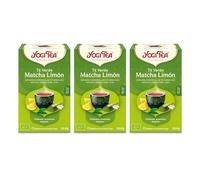 Yogi Tea - Té Verde Matcha Limón - Infusión Ayurvédica - Mezcla de Té Verde, Matcha, Hierba Limón y Lima - Pack de 3x17 bolsitas (51 bolsitas en total)