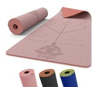 Yogii Esterilla de Yoga 6 mm Antideslizante - Esterilla Fitness de TPE para Yoga, Pilates y Entrenamiento en Casa - Esterilla Deportiva con Líneas de Alineación - Mujer y Hombre