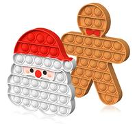 YOGINGO Juego de 2 juguetes para ansiedad Pop Push It Regalo de Navidad para niños y adultos, juguete sensorial, decoración de Navidad, poppet Popit, Papá Noel y pan de jengibre