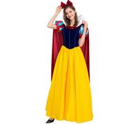 YOGLY Blancanieves Disfraz Mujer Cosplay Cuentos Princesas Largo Cuello Alto Vestido con Capa Tocado para Carnaval Halloween Fiesta Mascarada Vestido de Noche