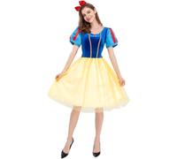 YOGLY Blancanieves Disfraz Mujer Cosplay Cuentos Princesas Vestido con Tocado para Carnaval Halloween Fiesta Mascarada Vestido de Noche