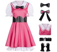 YOGLY Hoshino Rubii Disfraz Mujer Cosplay Anime Oshi no ko 2 Idol Performances Uniforme Set Vestido Tocado Pajarita Cinturón Guantes para Carnaval Halloween Fiesta Mascarada Juego de rol Traje