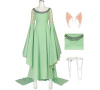 YOGLY Mujer Elfo Arwen Disfraz Halloween Fiesta Vestido de Noche y Corona