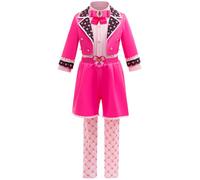 YOGLY Niña Bridget Disfraz Cosplay Wonderland Bridget Rosa Estampado 4 Piezas Set Chaqueta Top Falda Pantalones para Carnaval Halloween Fiesta Mascarada Juego de rol Disfraz 100-150