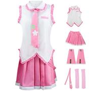 YOGLY Sakura Miku Disfraz Mujer Cosplay Virtual Idol H'atsune M'iku Rosa JK Uniforme Set Top Falda Mangas Corbata Calcetines para Carnaval Halloween Fiesta Mascarada Fancy Juegos de rol Traje