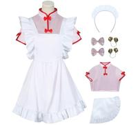 YOGLY Shampoo Maid Disfraz Mujer Cosplay Anime Ranma 1/2 Shampoo Sirvienta Uniforme Rosa Cheongsam Set para Carnaval Halloween Fiesta Mascarada Disfraces
