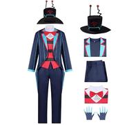 YOGLY VOX Disfraz con Sombrero Guantes Hombre Cosplay Infierno Hotel TV Sinner Demon VOX Uniforme Set para Carnaval Halloween Fiesta Mascarada Juego de Rol Disfraces