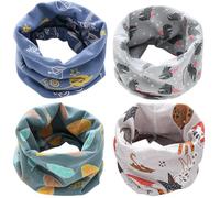 Yogopro 4 Piezas Bufanda Bebé Niños Niñas Pañuelo Cuello Bufanda de Algodón Infantil Calentador de Cuello Otoño Invierno Multipropósito a Prueba de Viento Cálido