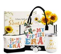 Yogopro Regalos de Cumpleaños para Mujeres de 50 Años:Bolso de Mano/Tote Neceser Vaso Térmico Llavero Pañuelo de Seda y Tarjeta de Felicitación,Ideas Originales para Madre Esposa Amiga Hermana e Hija