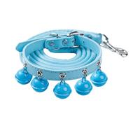 YOGOTEU Correa de perro de 120 cm con collar de cuero resistente para mascotas, cuerda de tracción para mascotas, práctica a prueba de escapes, pequeña, azul