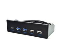 YOGOTEU Panel frontal USB 3.1 de 5,25 pulgadas con 2 puertos USB 3.0 + 2 USB 2.0 + TypeC TypeE para PC Desktop ROM Drive Bay Desktop ROM Drive Bay