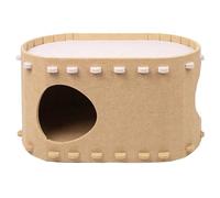 YOGOTEU Túnel de juego, doble cubiertas escondite para gatos Montaje en casa Casa Cama de pelo cálido Dormitorio de vida para gatos Cojín Montaje túnel para gatos Camello claro