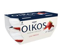 Yogur Griego OIKOS, Danone 4x110g. (Pack de 6 unidades) (Yogur griego con preparado de fresas)