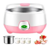 Yogurt Maker, 1L eléctrico con control inteligente de temperatura, forro de acero inoxidable y luz indicadora, incluye 3 vasos de vidrio para yogur casero